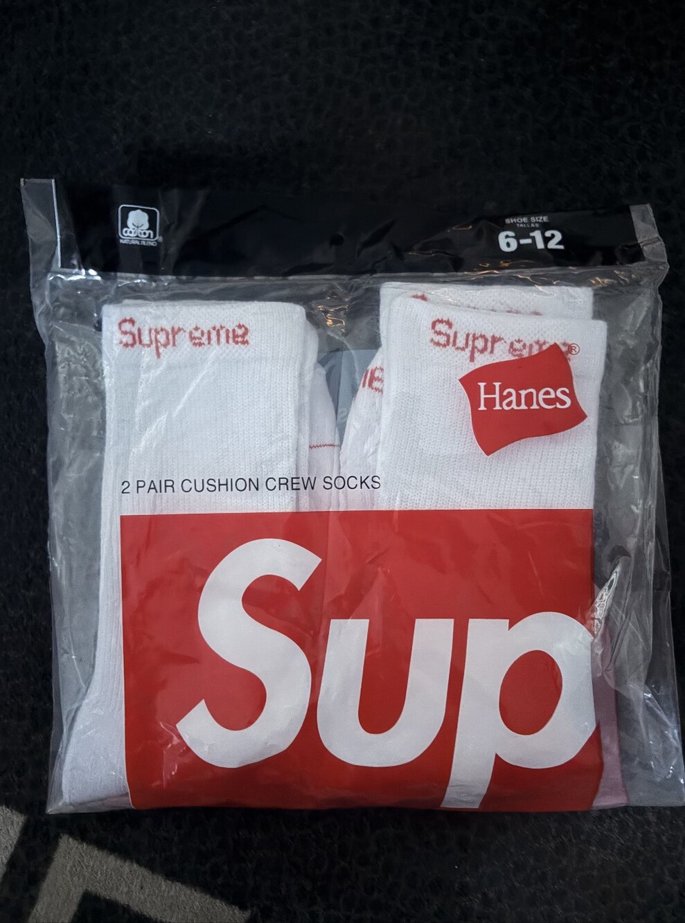 Hanes White Crew Socks with Red Logo Pack